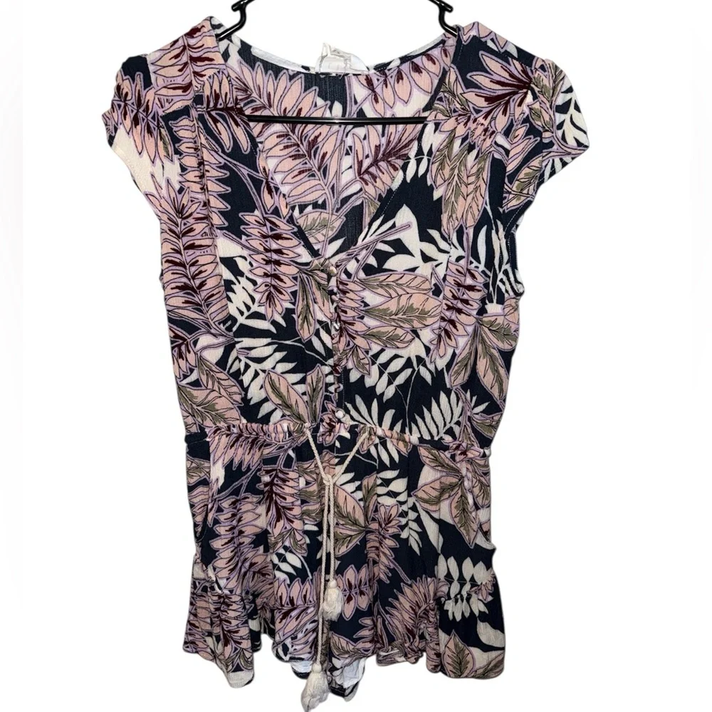 Lost + Wander Pink and Cream Floral Blouse